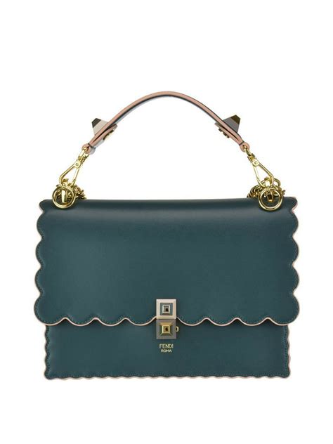 Fendi Leather Kan I Scalloped Shoulder Bag Leather Shoulder 